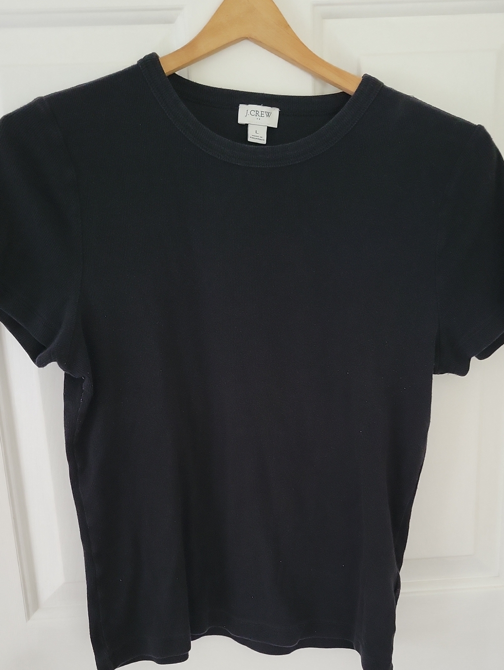 J. Crew Black Short Sleeve Ribbed Tee